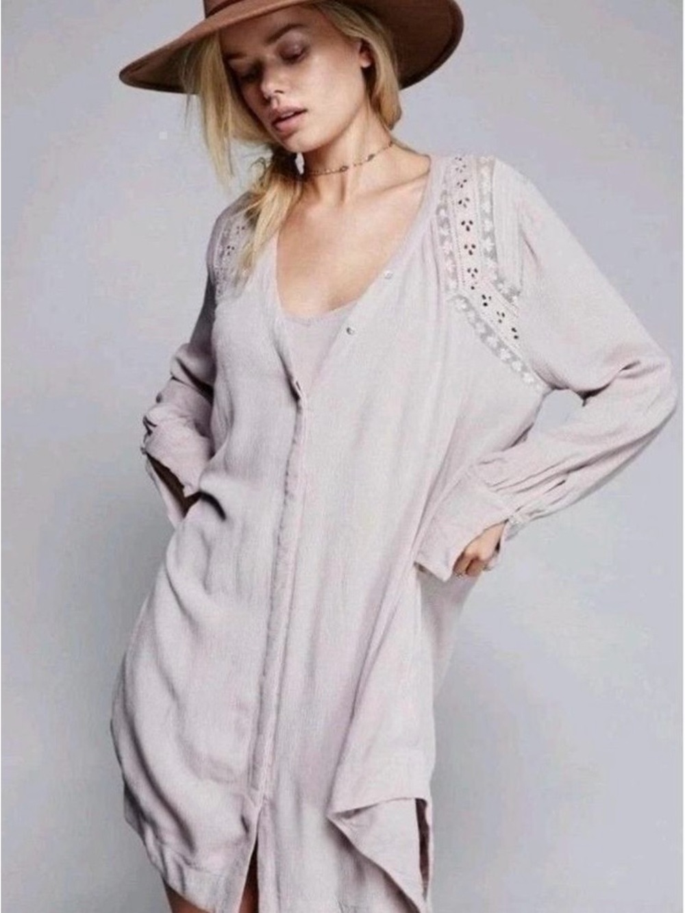 Free people Courtney’s Victorian shirt dress large